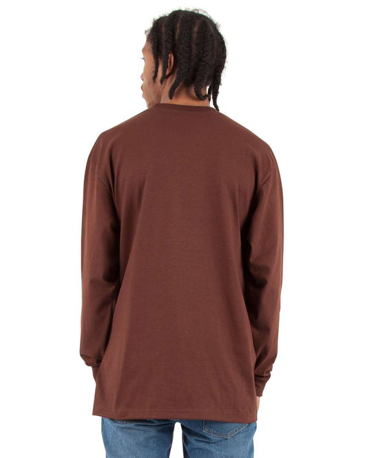 Shaka Wear 275C2 - Shaka Wear SHMHLS Unisex Max Heavyweight Long Sleeve T-Shirt - Brown Back