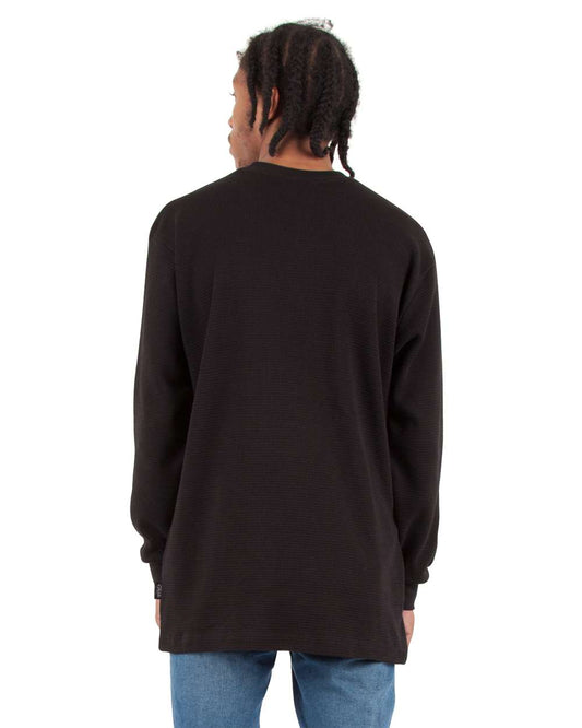 Shaka Wear 298C2 - Shaka Wear SHTHRM Unisex Heavyweight Thermal Long Sleeve T-Shirt - Black Back