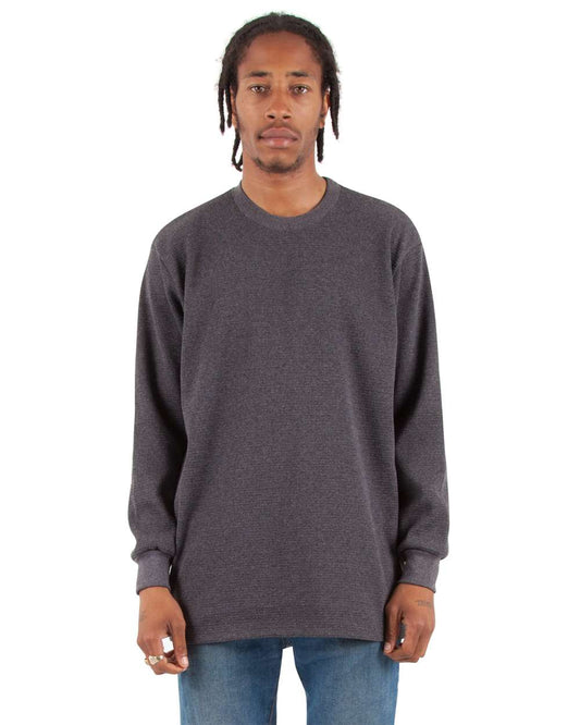 Shaka Wear 298C2 - Shaka Wear SHTHRM Unisex Heavyweight Thermal Long Sleeve T-Shirt - Charcoal Grey Heather