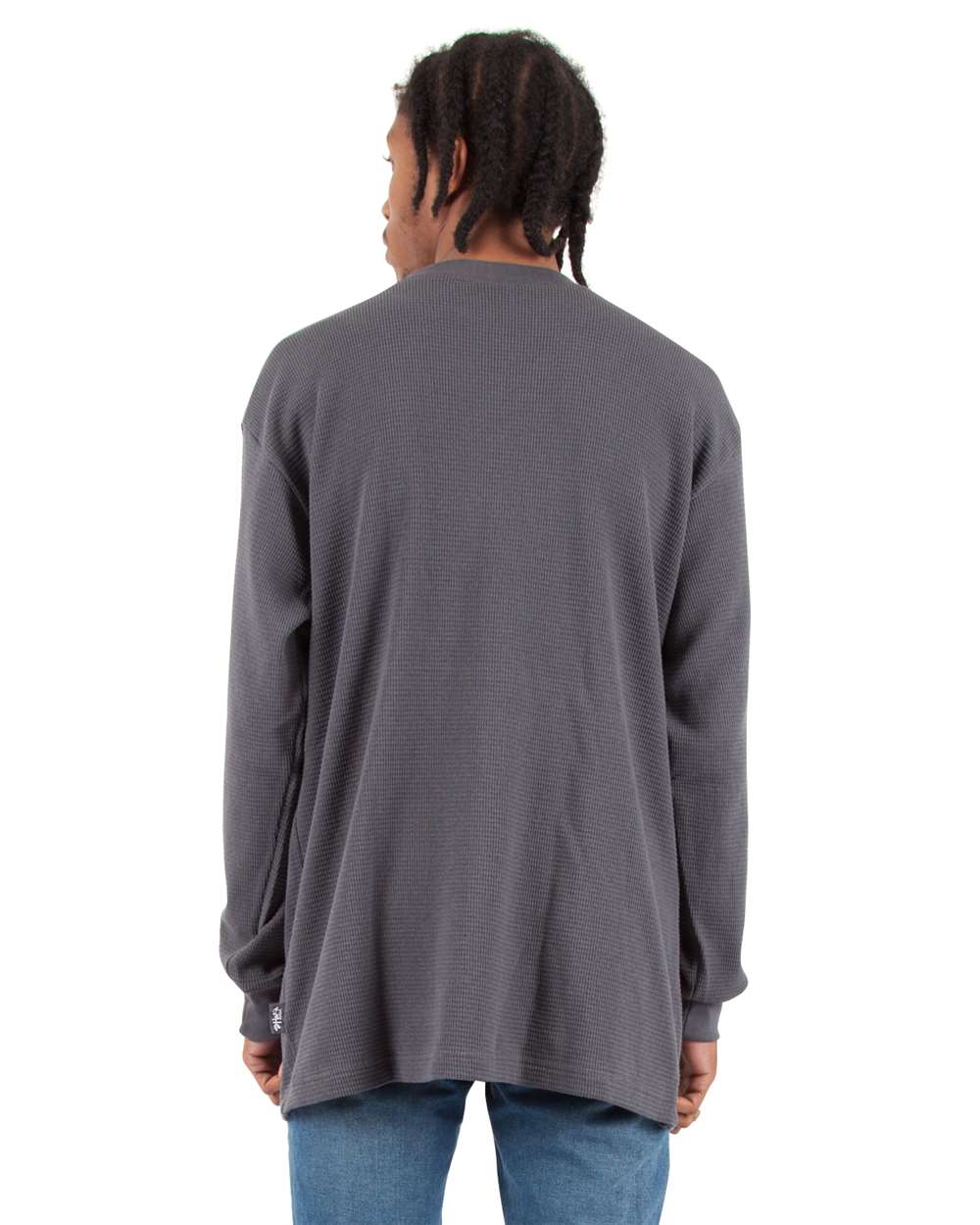 Shaka Wear SHTHRM - Unisex Heavyweight Thermal Long Sleeve T-Shirt - Dark Grey Back