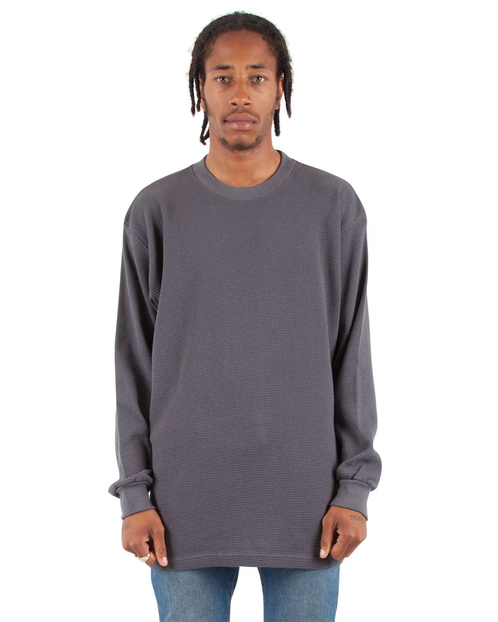 Shaka Wear SHTHRM - Unisex Heavyweight Thermal Long Sleeve T-Shirt - Dark Grey