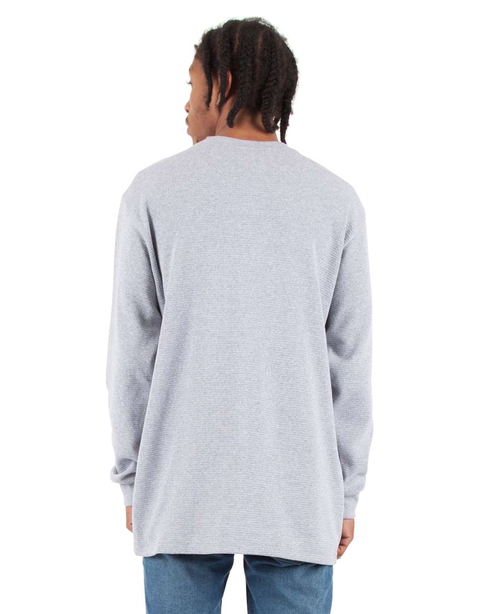 Shaka Wear 298C2 - Shaka Wear SHTHRM Unisex Heavyweight Thermal Long Sleeve T-Shirt - Heather Grey Back