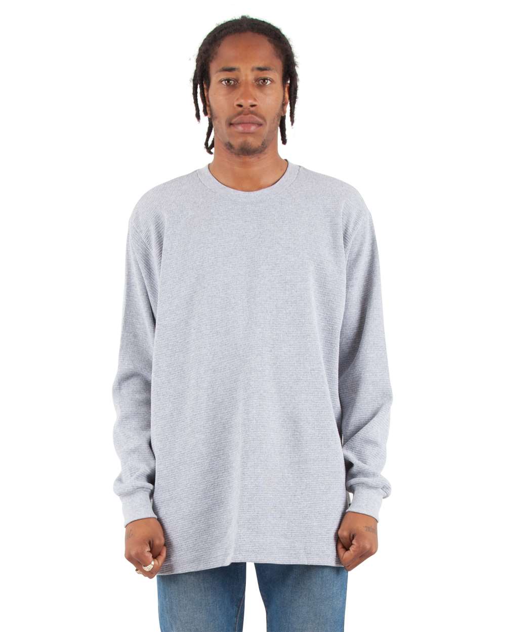 Shaka Wear SHTHRM - Unisex Heavyweight Thermal Long Sleeve T-Shirt - Heather Grey