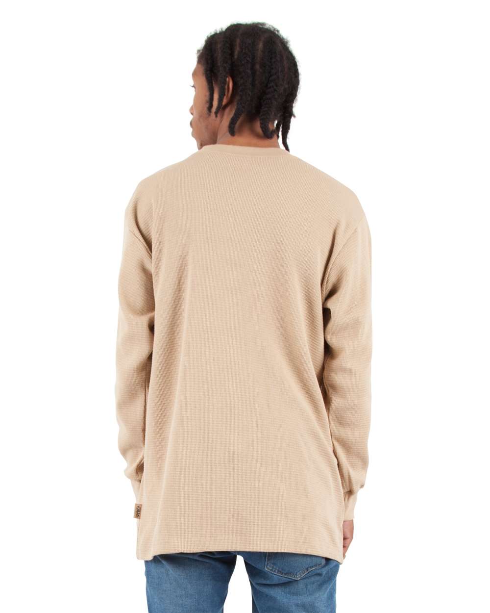 Shaka Wear 298C2 - Shaka Wear SHTHRM Unisex Heavyweight Thermal Long Sleeve T-Shirt - Khaki Back