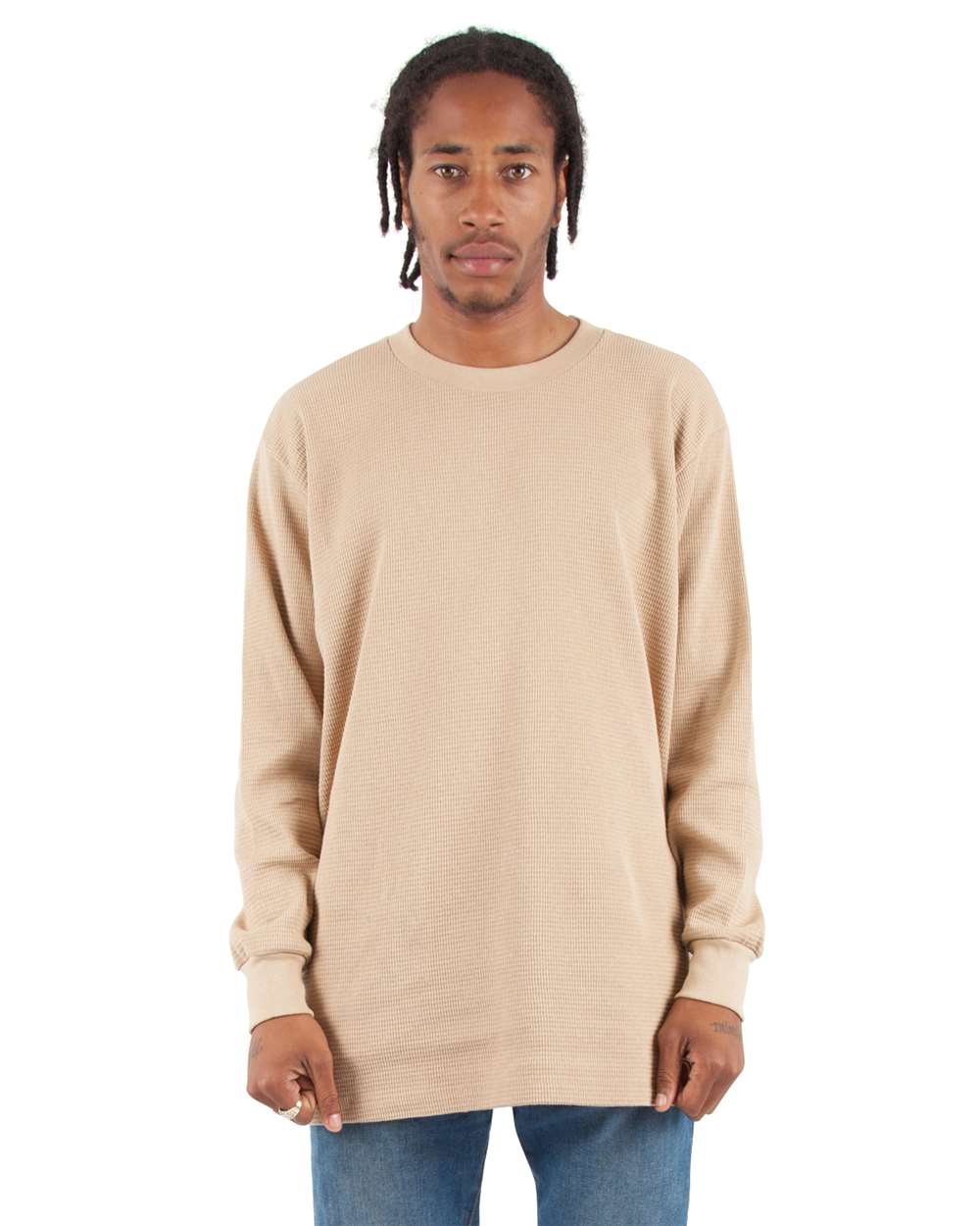 Shaka Wear 298C2 - Shaka Wear SHTHRM Unisex Heavyweight Thermal Long Sleeve T-Shirt - Khaki