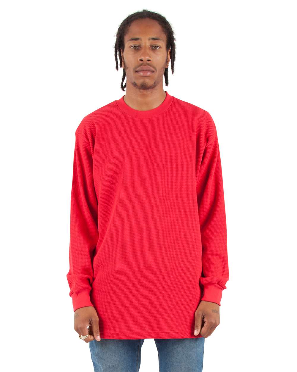 Shaka Wear SHTHRM - Unisex Heavyweight Thermal Long Sleeve T-Shirt - Red