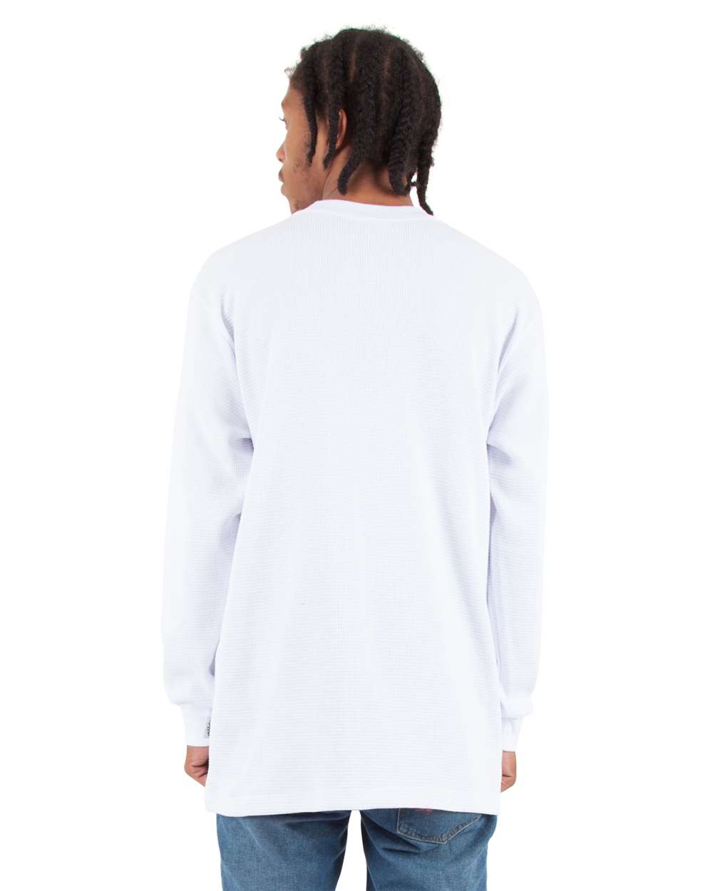 Shaka Wear SHTHRM - Unisex Heavyweight Thermal Long Sleeve T-Shirt - White Back