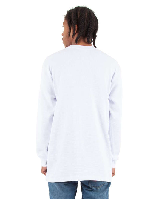 Shaka Wear SHTHRM - Unisex Heavyweight Thermal Long Sleeve T-Shirt - White Back