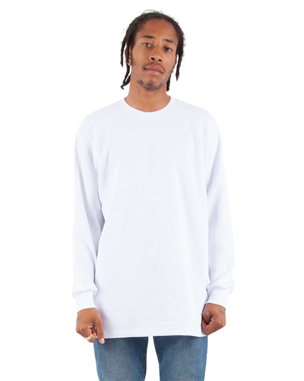 Shaka Wear SHTHRM - Unisex Heavyweight Thermal Long Sleeve T-Shirt - White