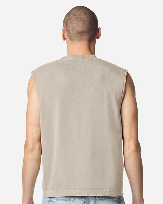 American Apparel 207GD - Unisex Heavyweight Cotton Garment-Dyed Mid-Length Muscle Tee - Faded Bone Back