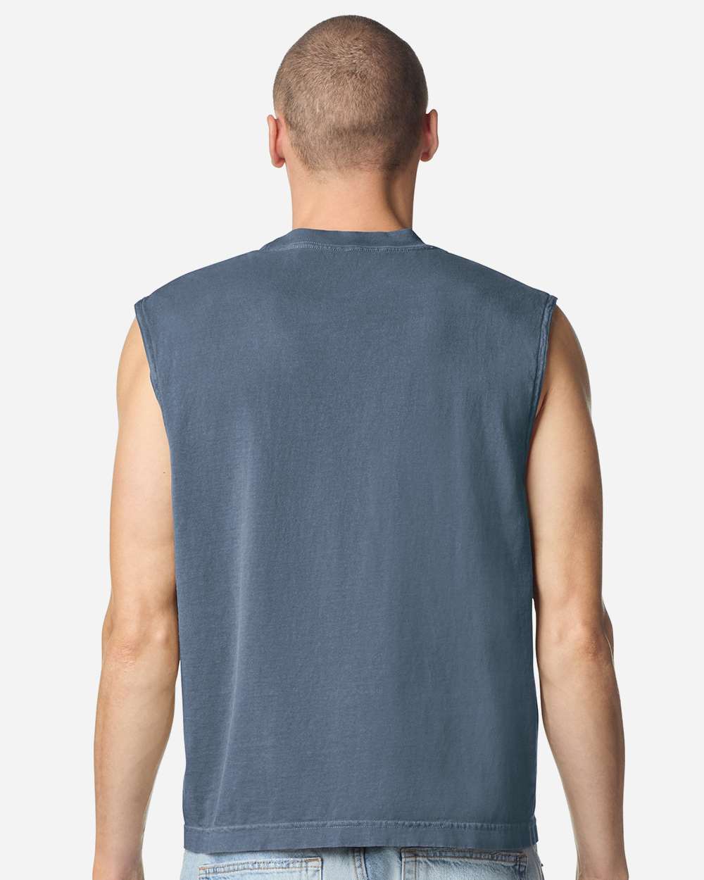 American Apparel 207GD - Unisex Heavyweight Cotton Garment-Dyed Mid-Length Muscle Tee - Faded Navy Back