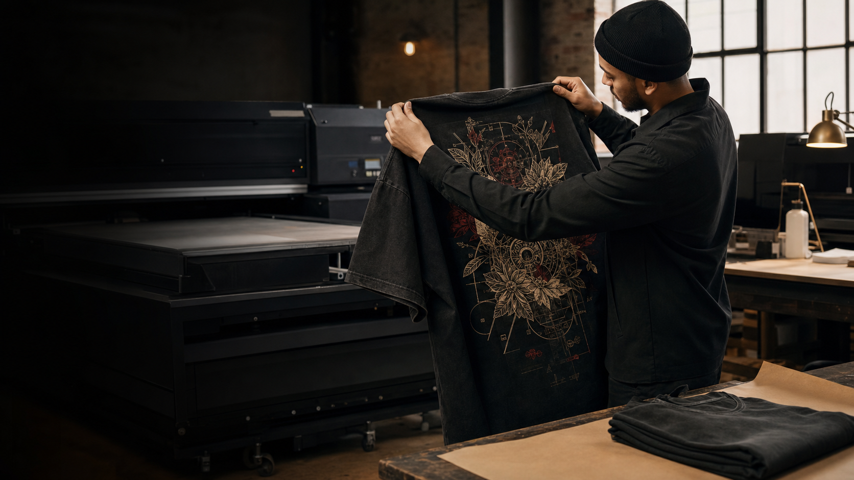 Printed garment inspected on the Dallas Print House production floor